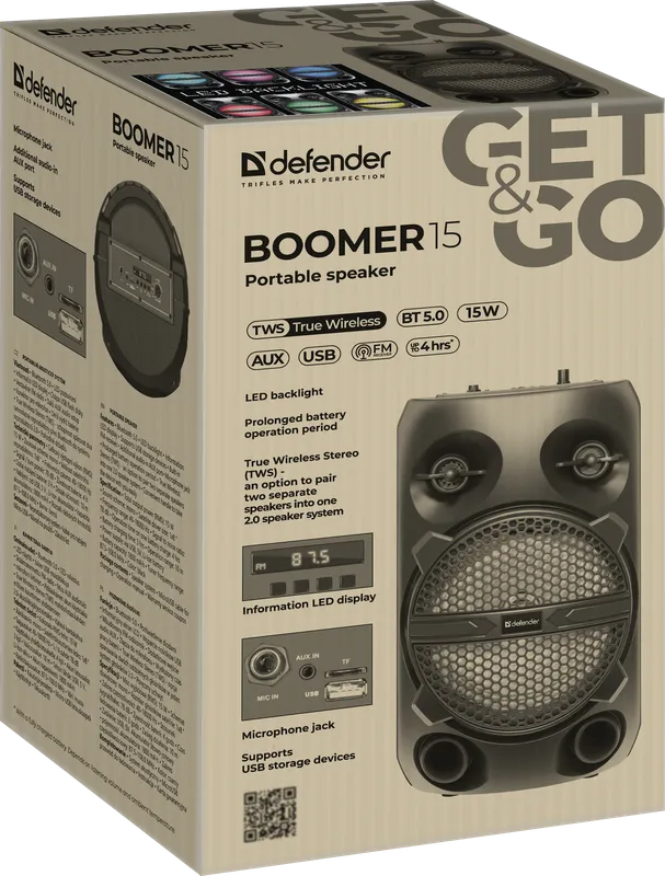 Defender - Преносим високоговорител Boomer 15