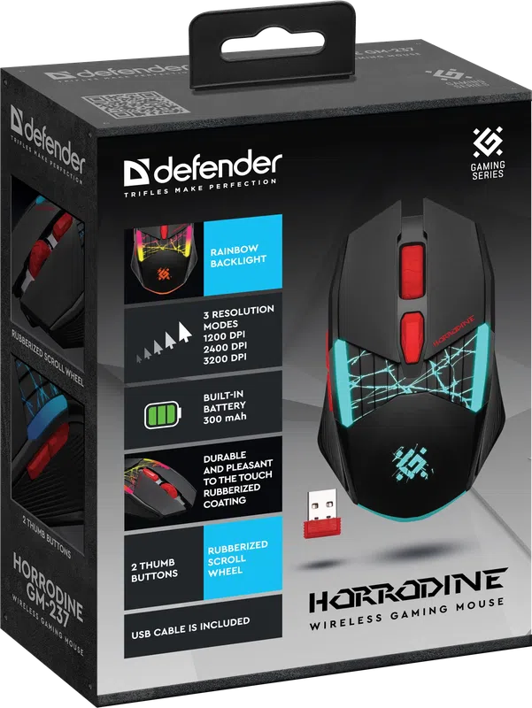 Defender - Безжична мишка за игри Horrodine GM-237