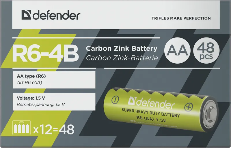 Defender - Цинк въглеродна батерия R6-4B