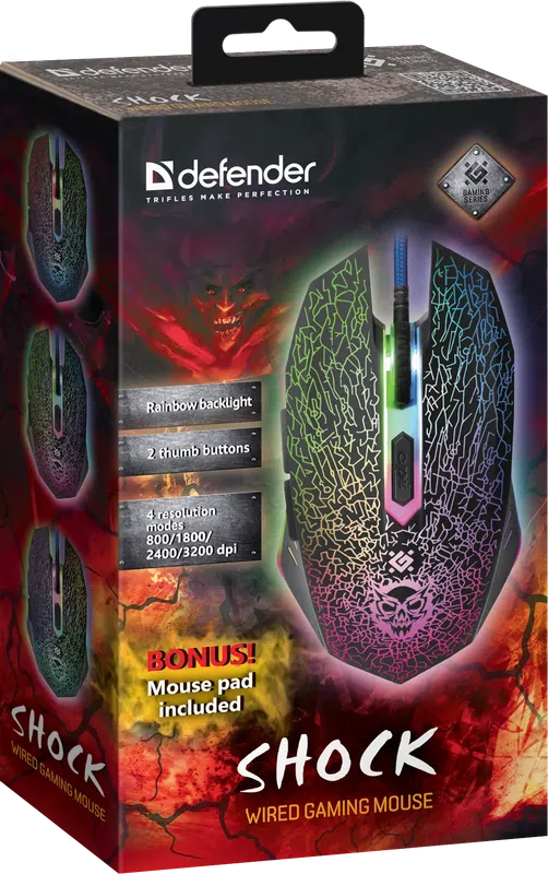 Defender - Жична мишка за игри Shock GM-110L