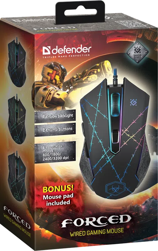 Defender - Жична мишка за игри Forced GM-020L