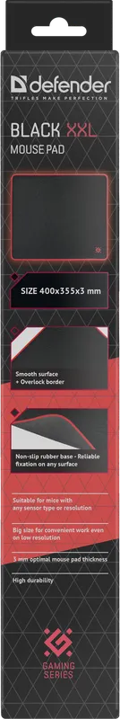 Defender - Подложка за мишка за игри Black XXL