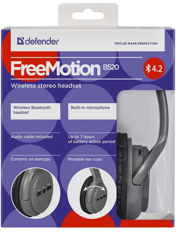 Defender - Безжични стерео слушалки FreeMotion B520