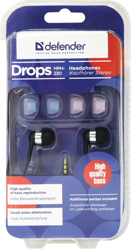 Defender - Слушалки за поставяне в ушите Drops MPH-230