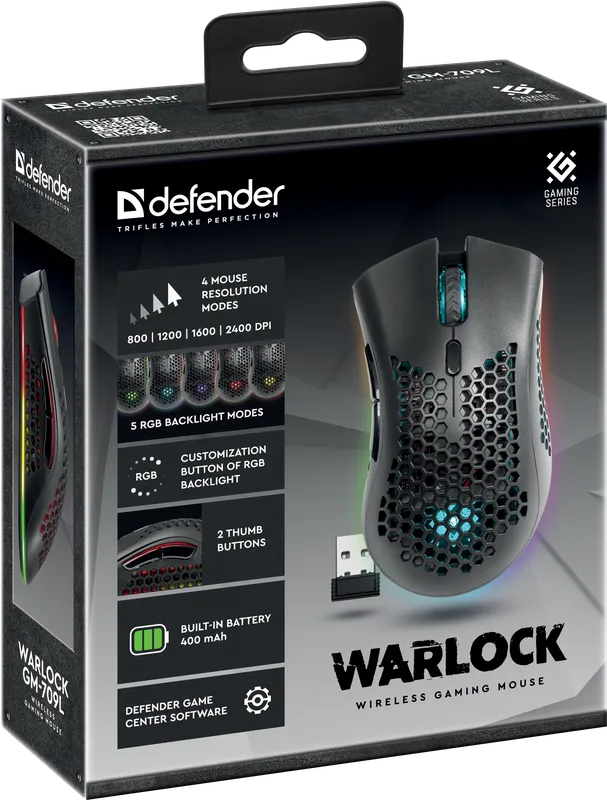 Defender - Безжична мишка за игри Warlock GM-709L