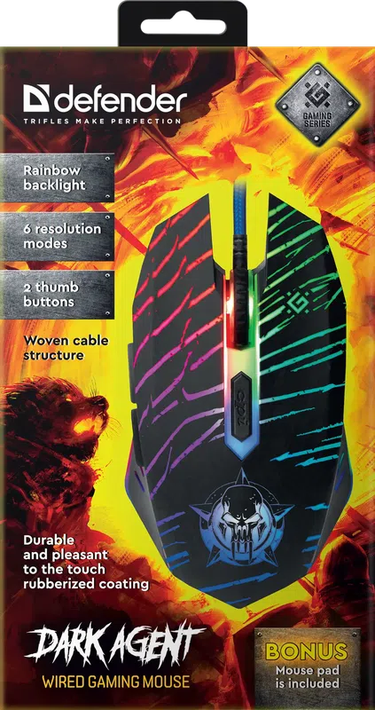 Defender - Жична мишка за игри Dark Agent GM-590L