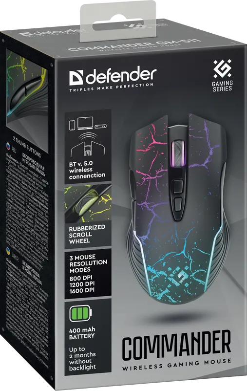 Defender - Безжична мишка за игри Commander GM-511