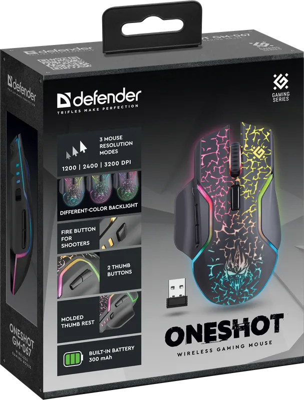 Defender - Безжична мишка за игри Oneshot GM-067