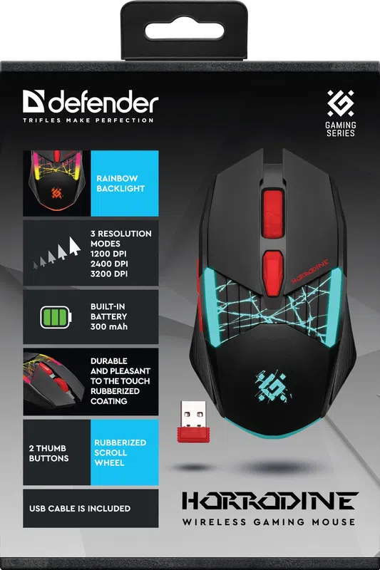 Defender - Безжична мишка за игри Horrodine GM-237