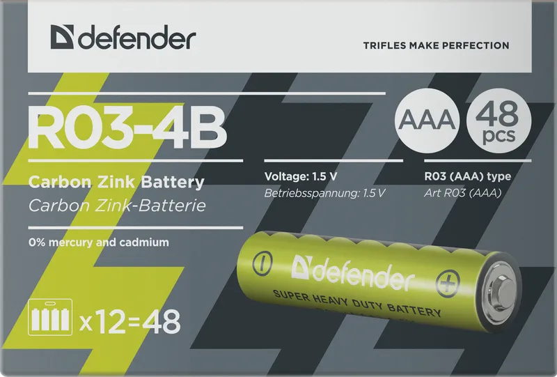 Defender - Цинк въглеродна батерия R03-4B