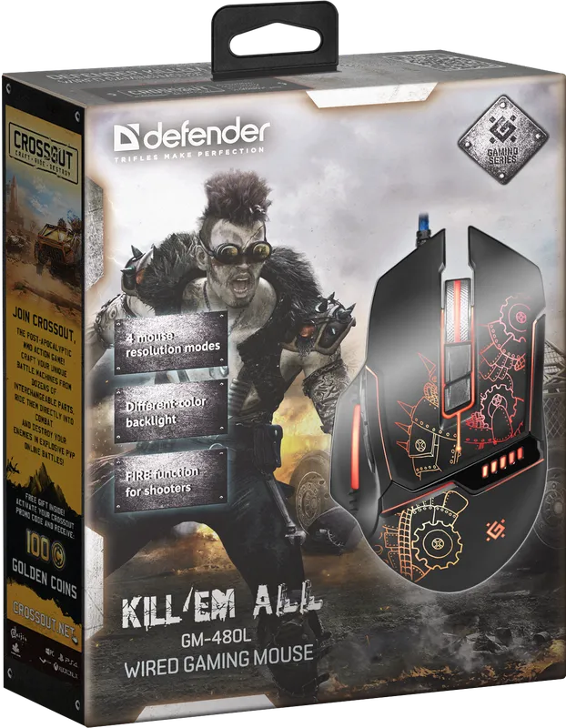 Defender - Жична мишка за игри Kill'em All GM-480L