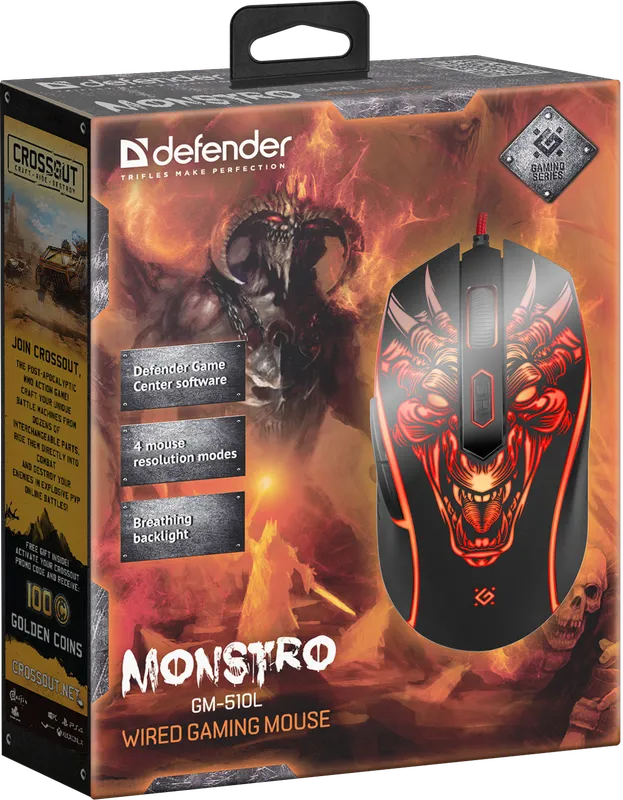 Defender - Жична мишка за игри Monstro GM-510L