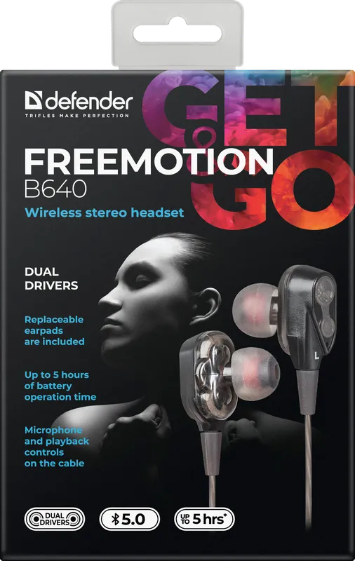 Defender - Безжични стерео слушалки FreeMotion B640