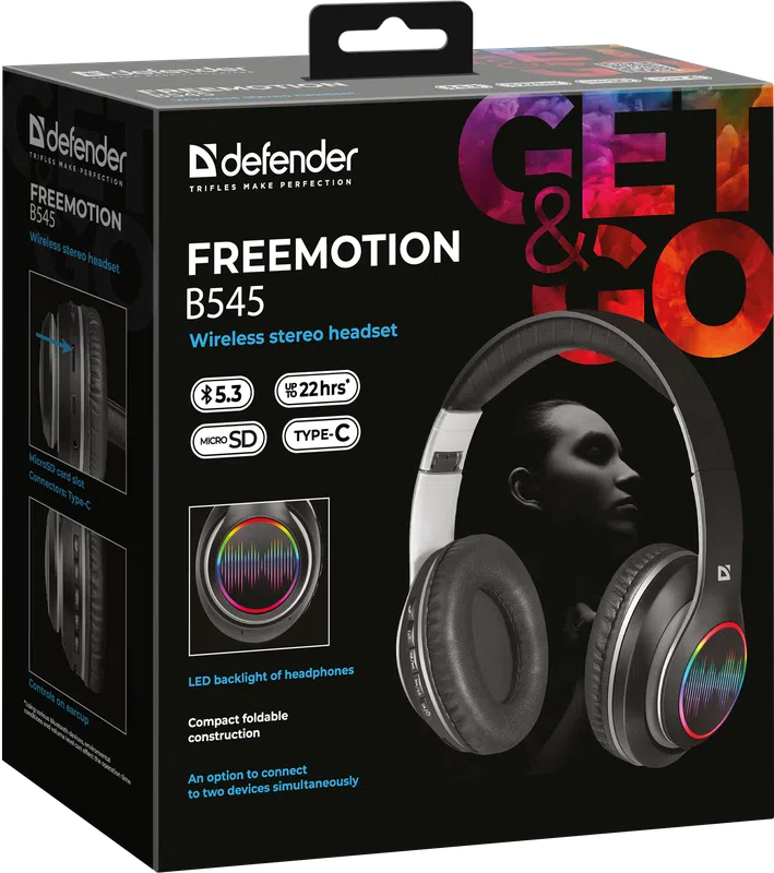 Defender - Безжични стерео слушалки FreeMotion B545