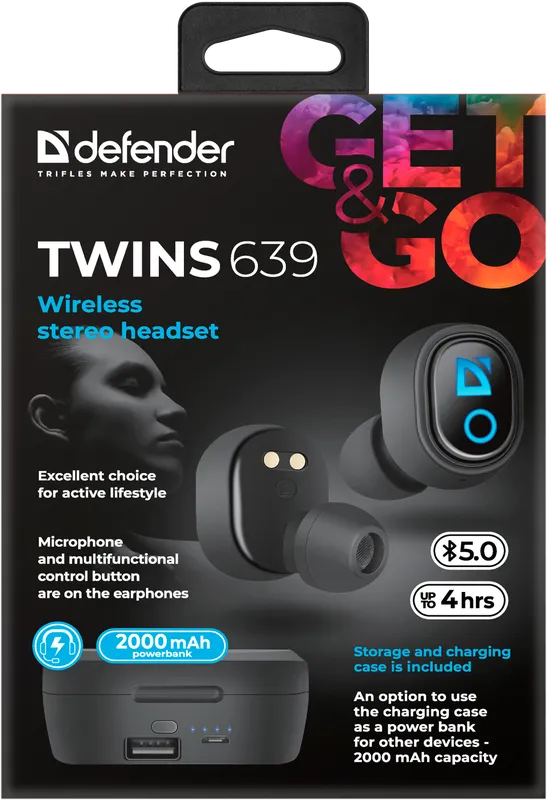 Defender - Безжични стерео слушалки Twins 639