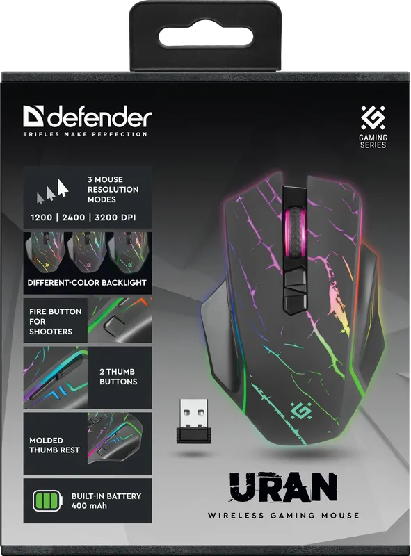 Defender - Безжична мишка за игри Uran GM-503