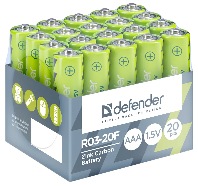 Defender - Цинк въглеродна батерия R03-20F