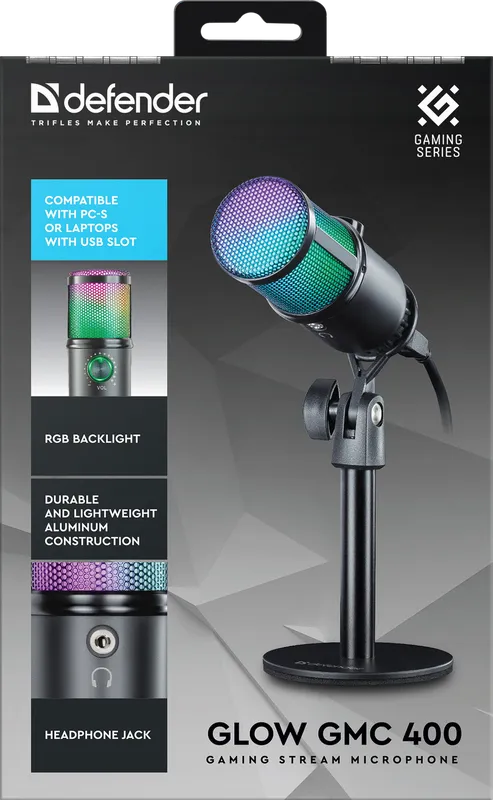 Defender - Микрофон за поточно предаване на игри Glow GMC 400
