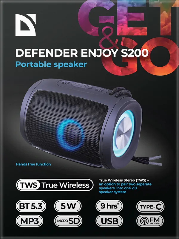 Defender - Преносим високоговорител Enjoy S200