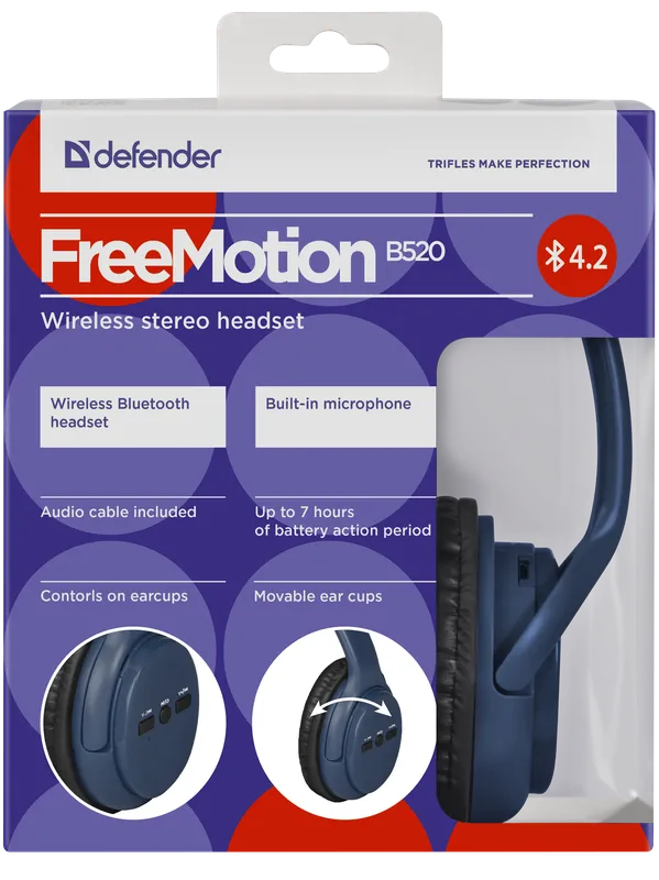 Defender - Безжични стерео слушалки FreeMotion B520