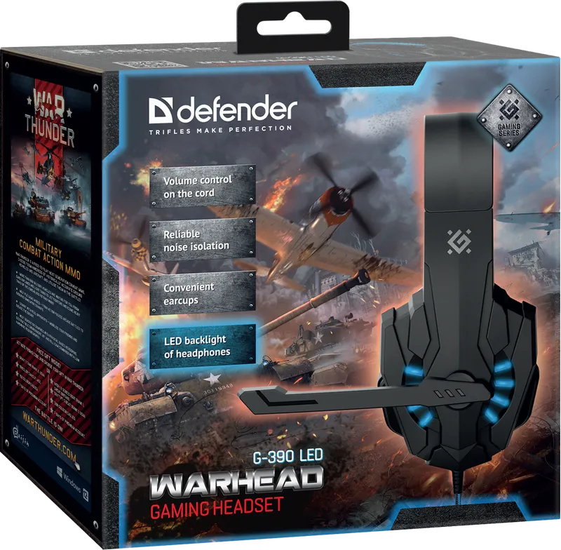 Defender - Геймърски слушалки Warhead G-390 LED