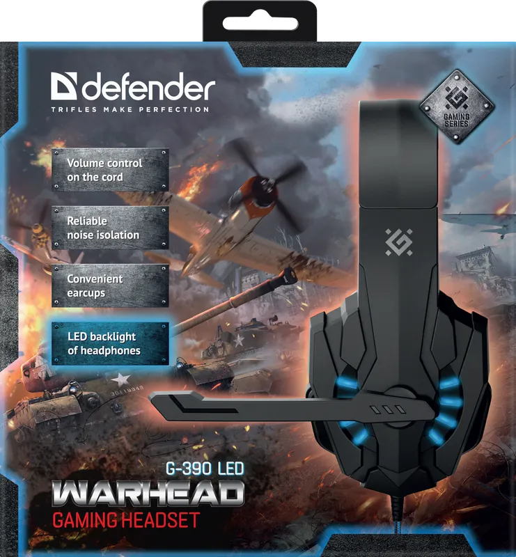 Defender - Геймърски слушалки Warhead G-390 LED