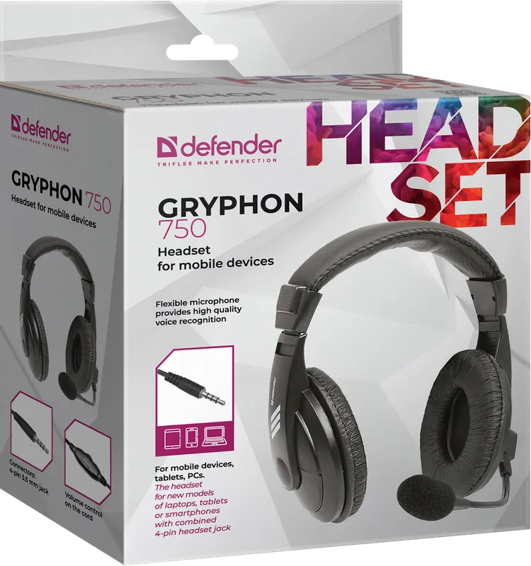 Defender - Слушалки с микрофон за смартфони Gryphon 750