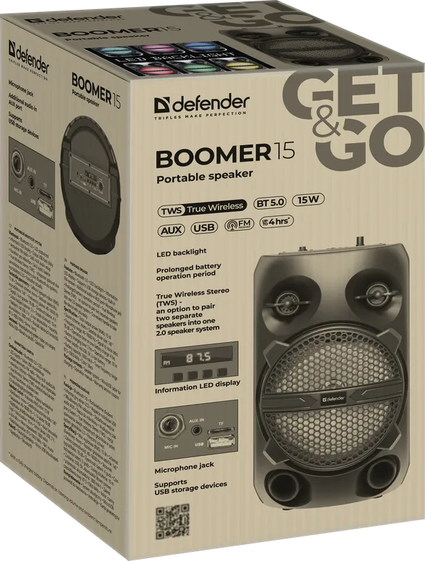 Defender - Портативна акустична система Boomer 15