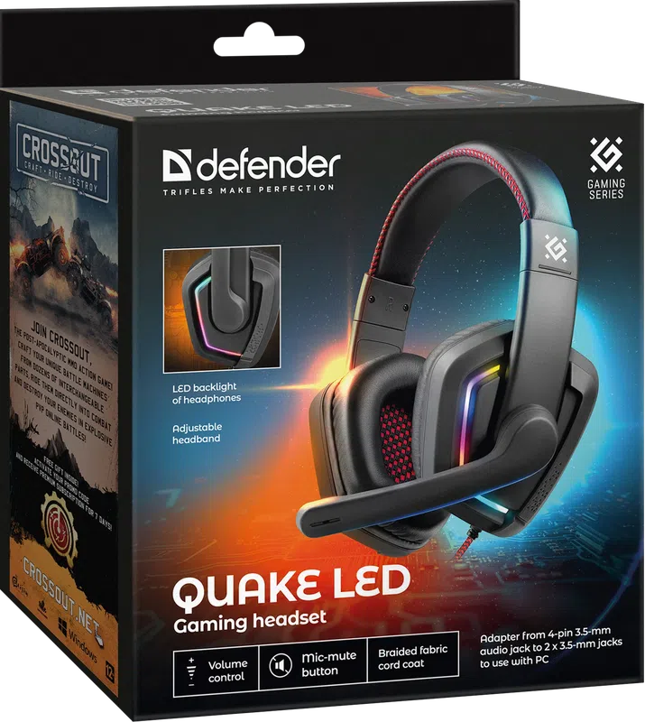 Defender - Геймърски слушалки Quake LED