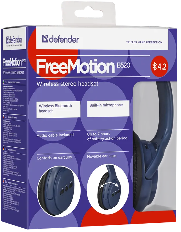 Defender - Безжични стерео слушалки FreeMotion B520