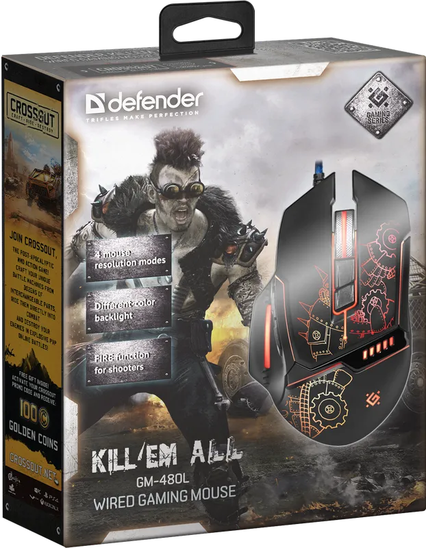 Defender - Геймърска мишка с кабел Kill'em All GM-480L